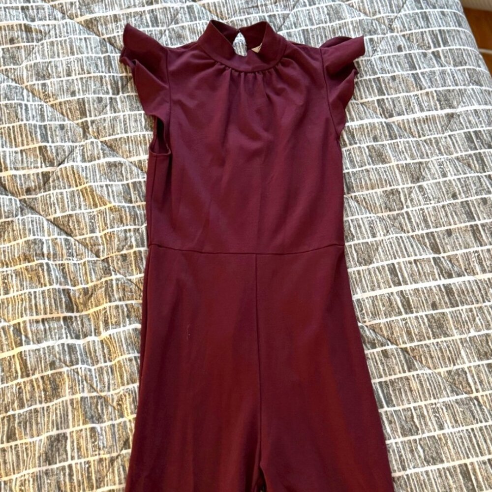 Amanda Uprichard Plum Flutter Sleeve Jumpsuit – Size Medium
